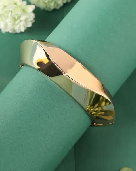 Sculpted Wave Gold-Plated Statement Bracelet for Women