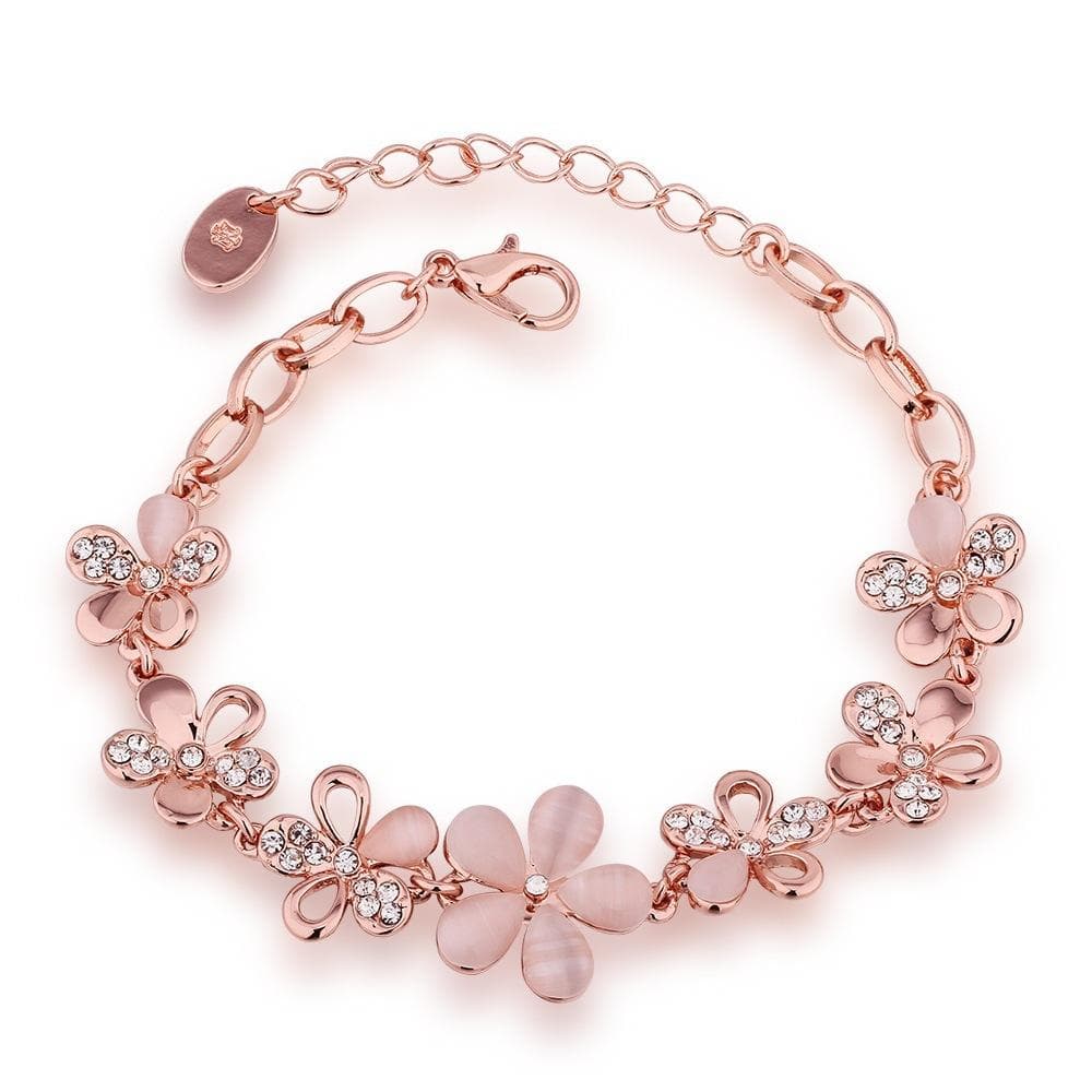 Crystal Blossom Rose Gold Floral Bracelet for Women 🌸