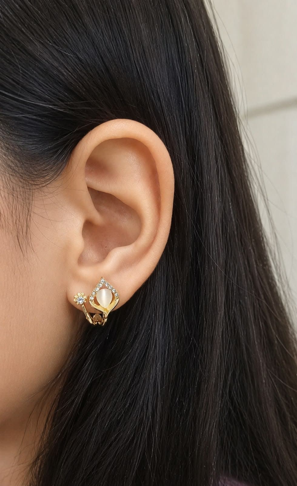 Gold Teardrop Crystal Stone Earrings for Women & Girls ✨