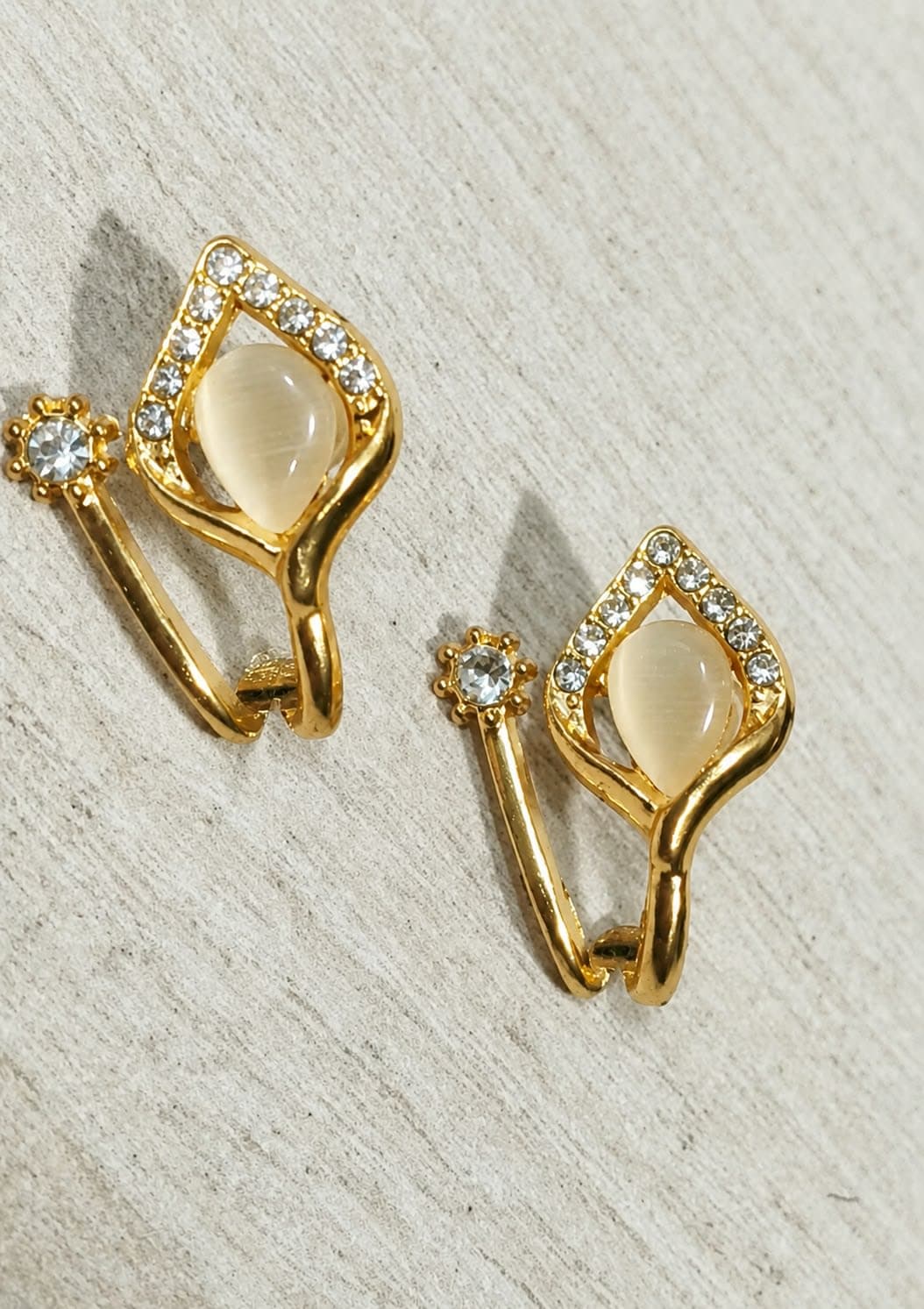 Gold Teardrop Crystal Stone Earrings for Women & Girls ✨