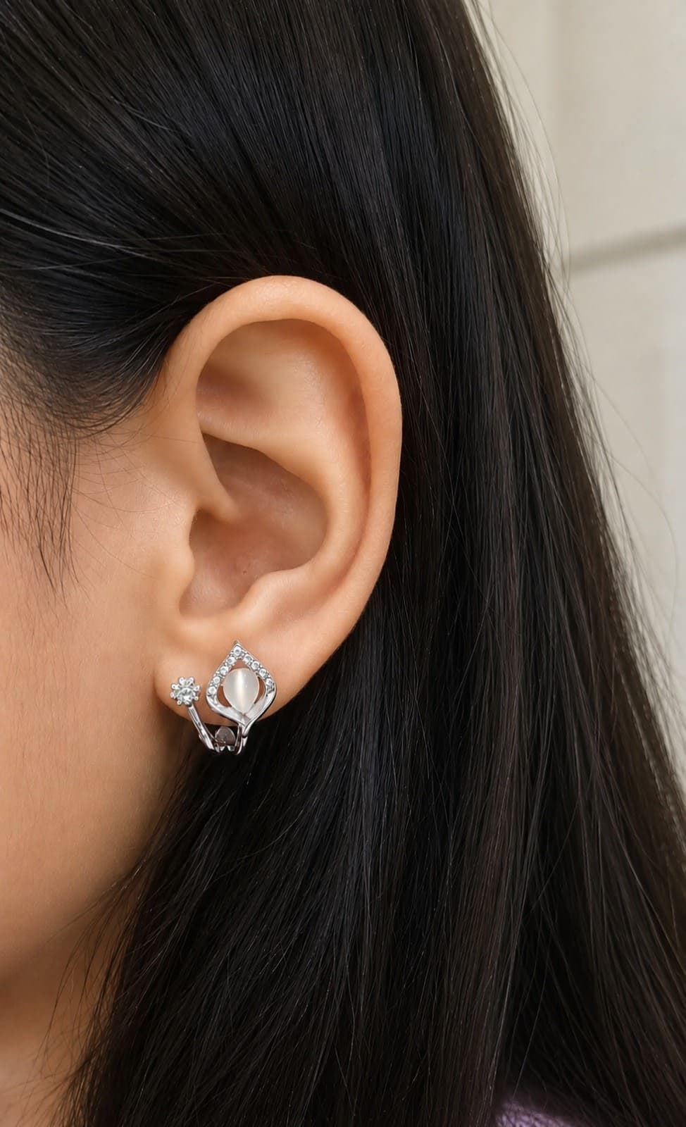 Silver Crystal Teardrop Earrings