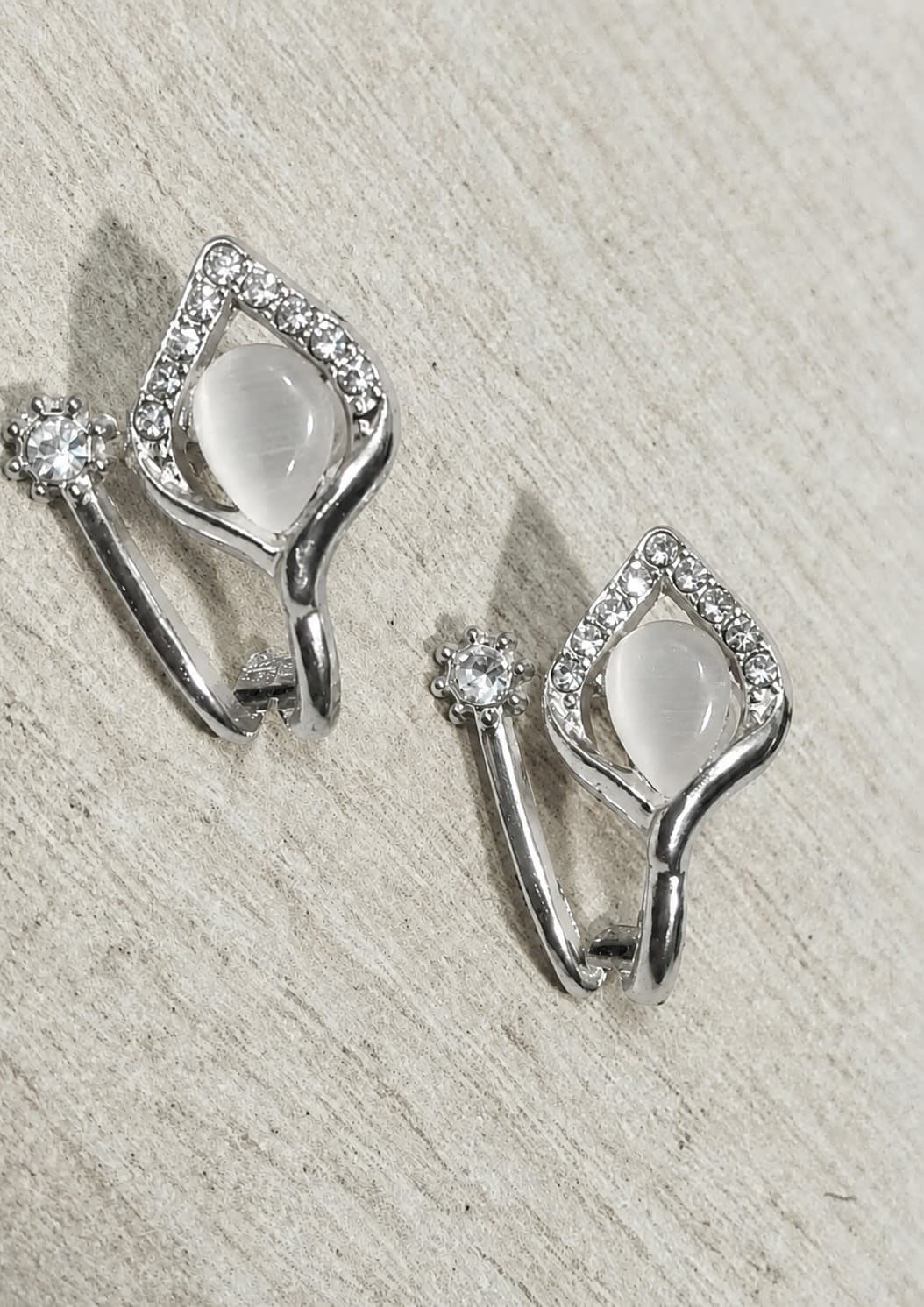 Silver Crystal Teardrop Earrings