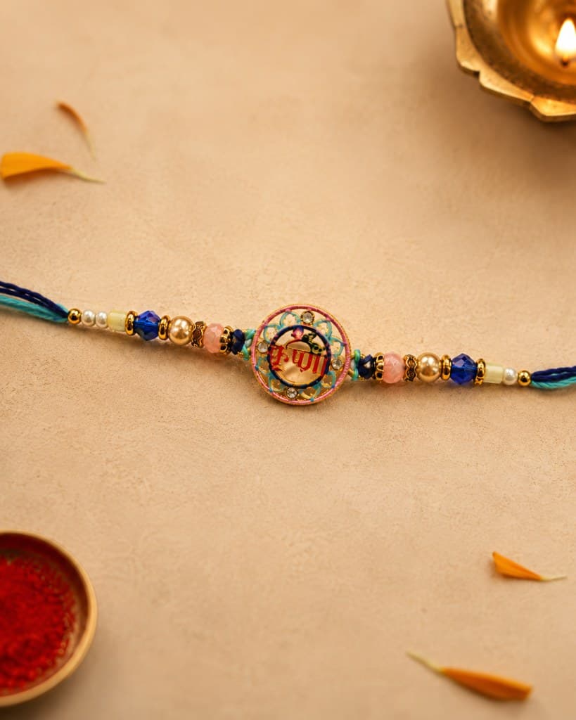 DivoRama Set of 2 Rakhis for Brother | Meenakari Krishna & Evil Eye Nazar Rakhi | Spiritual Designer Rakhi for Bhaiya Bhai | Raksha Bandhan 2026 Thread Rakhi
