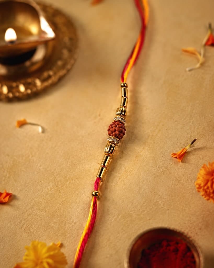 DivoRama Set of 2 Om & Rudraksha Rakhi for Brother | Floral Meenakari Om & Rudraksha Bead Rakhi | Spiritual Designer Rakhi for Bhaiya Bhai | Raksha Bandhan 2026 Thread Rakhi